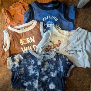 5 18-24 mos Rompers. Carter's, Garnimals, and Disney. Winnie the Pooh, shark, et
